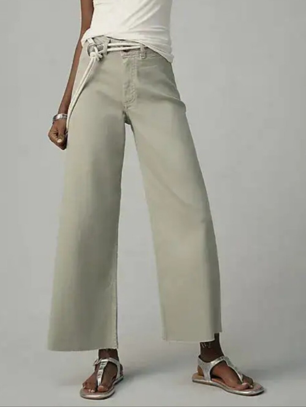 Maeve Ettie Wide Leg Crop Jeans High Rise Anthropologie Stretch Denim Sage Green